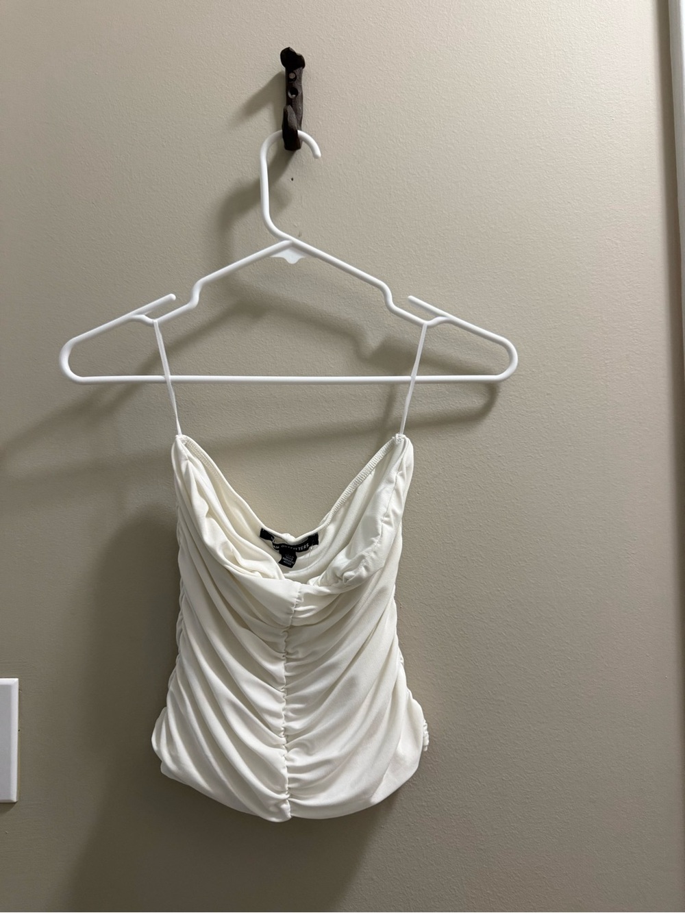 Urban Outfitters Ruched White Spaghetti Strap Top